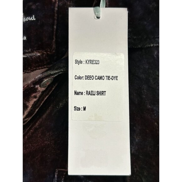 Kyla Seo Raeli Shirt Velvet Top in Deep Camo Tie Dye - Sz M - NWT - Picture 6 of 8